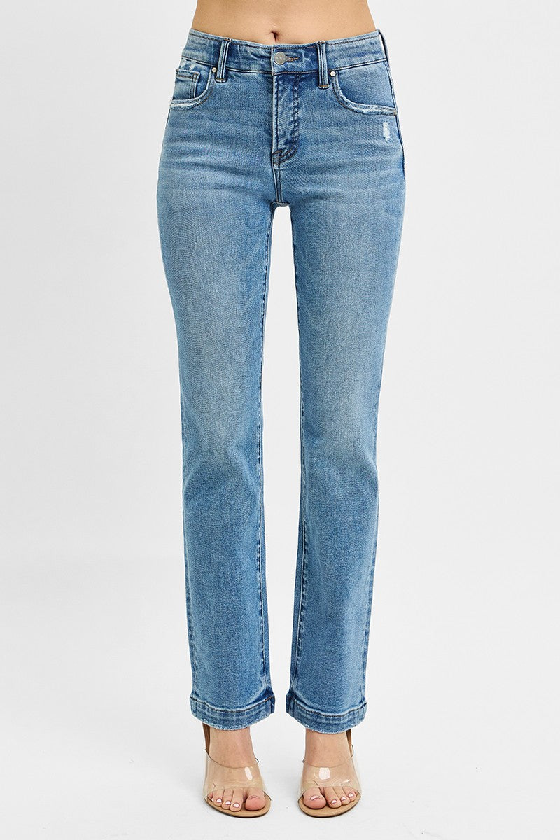 Risen TC Elastic Band Mid Rise Straight Jean