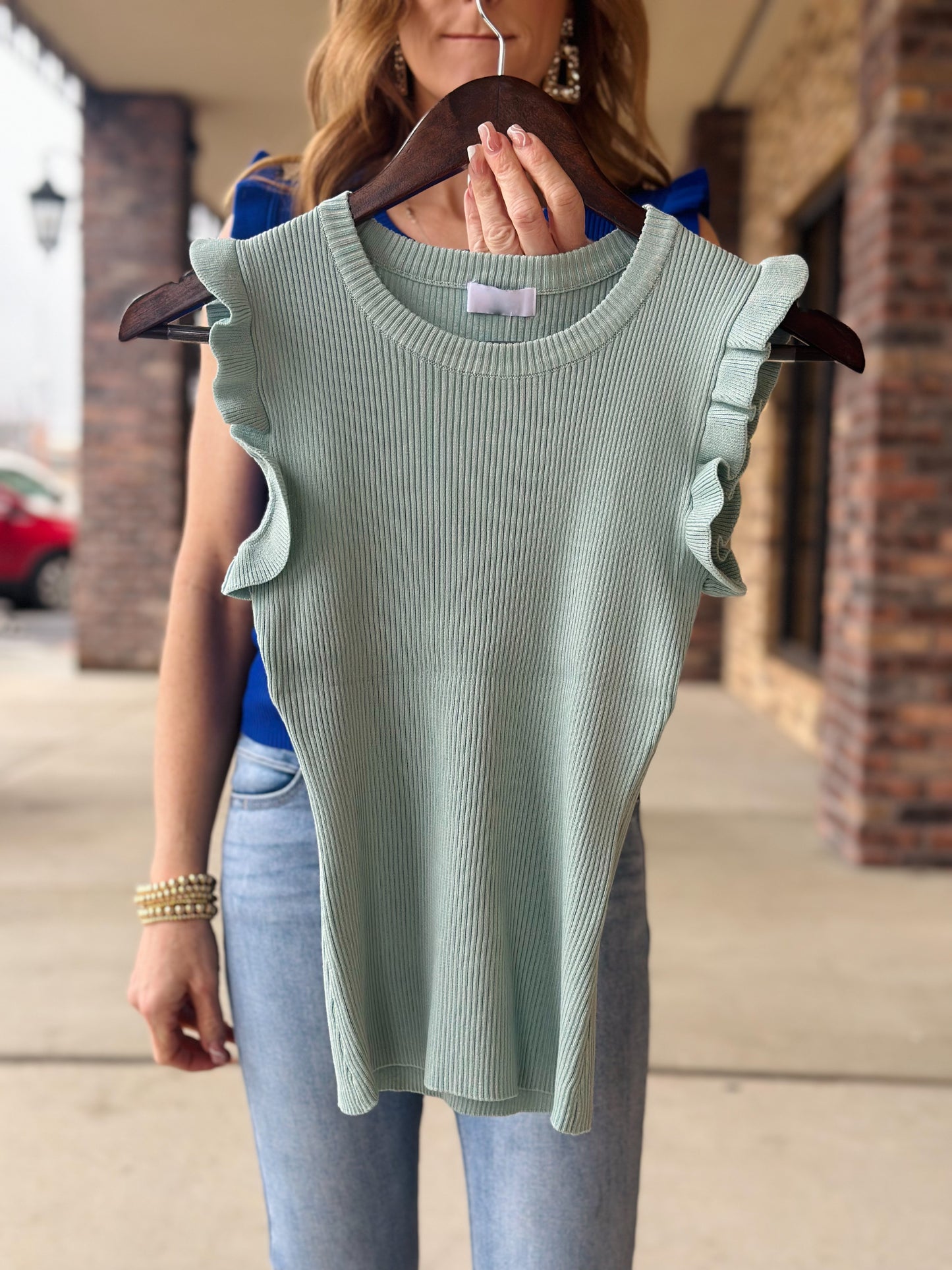 Ribbed and Ruffled Tank