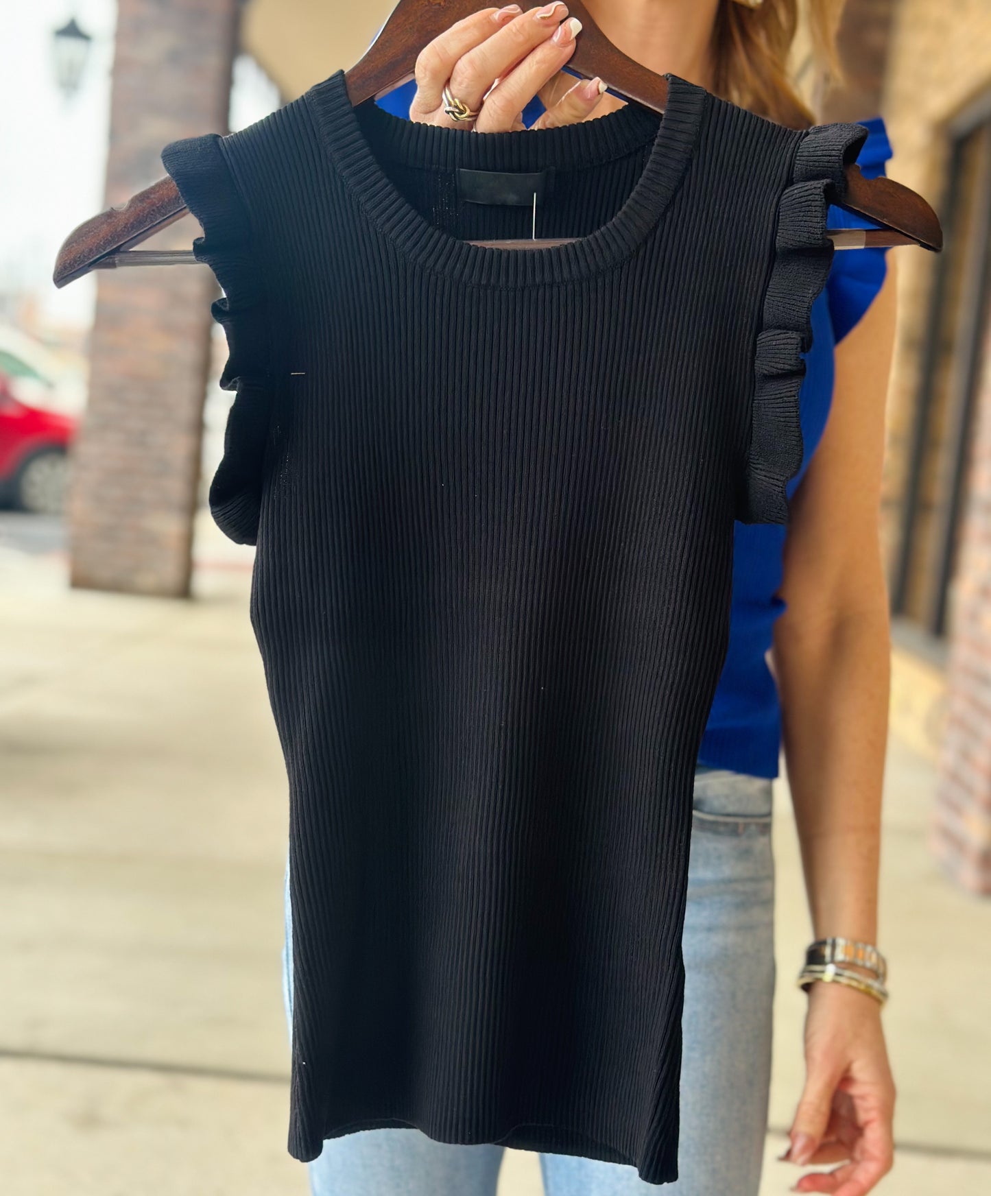 Ribbed and Ruffled Tank