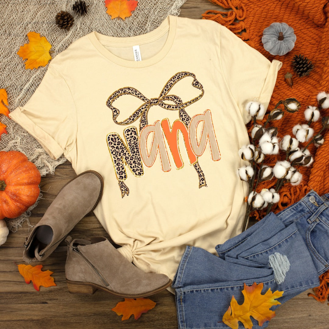 Leopard Bow Name Tees
