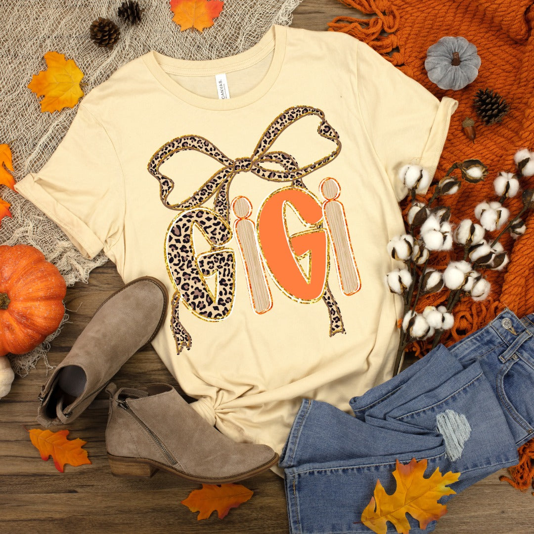 Leopard Bow Name Tees