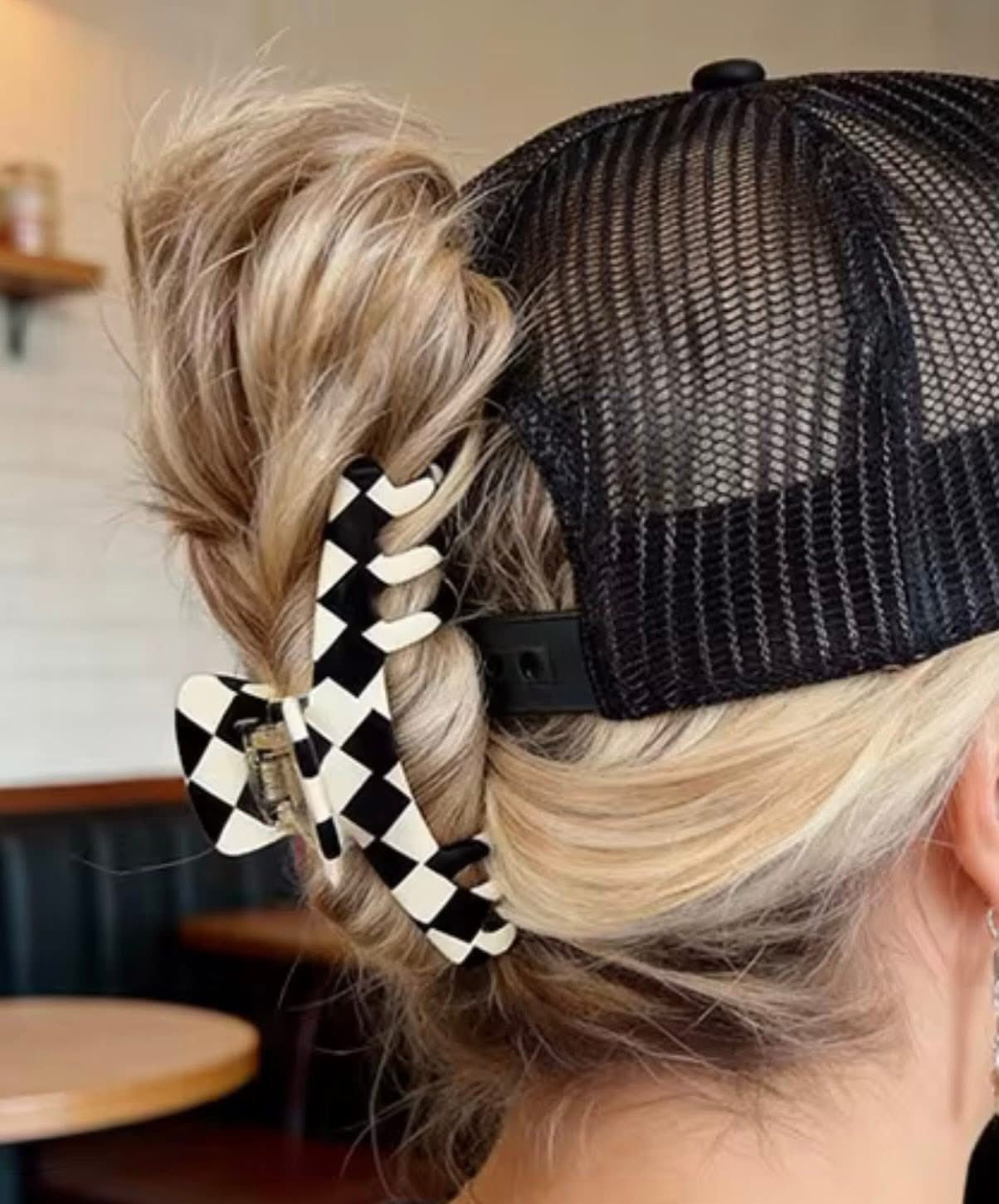 Checkered Hat Hair Clip