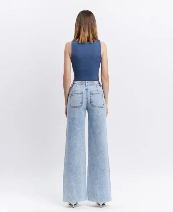 Drawstring Wide Leg Jeans