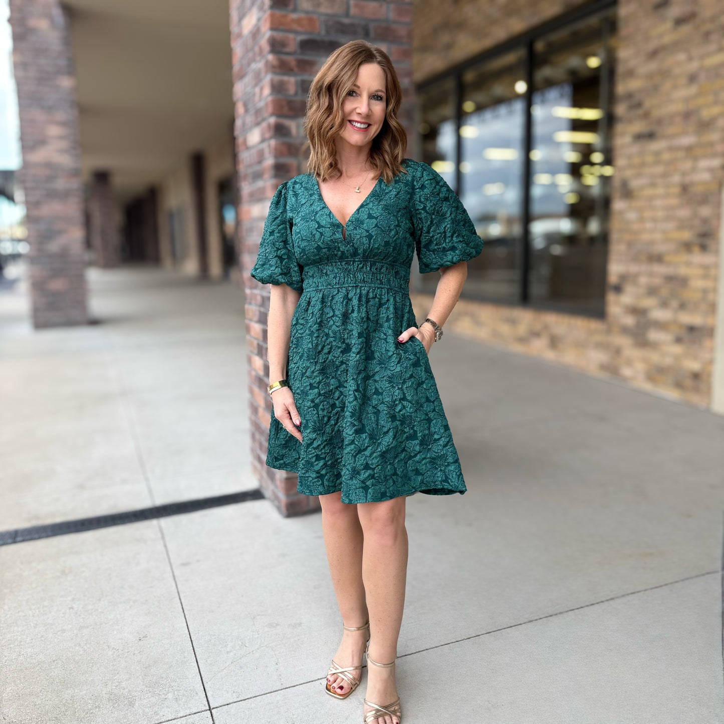 Christmas Green Jacquard Dress