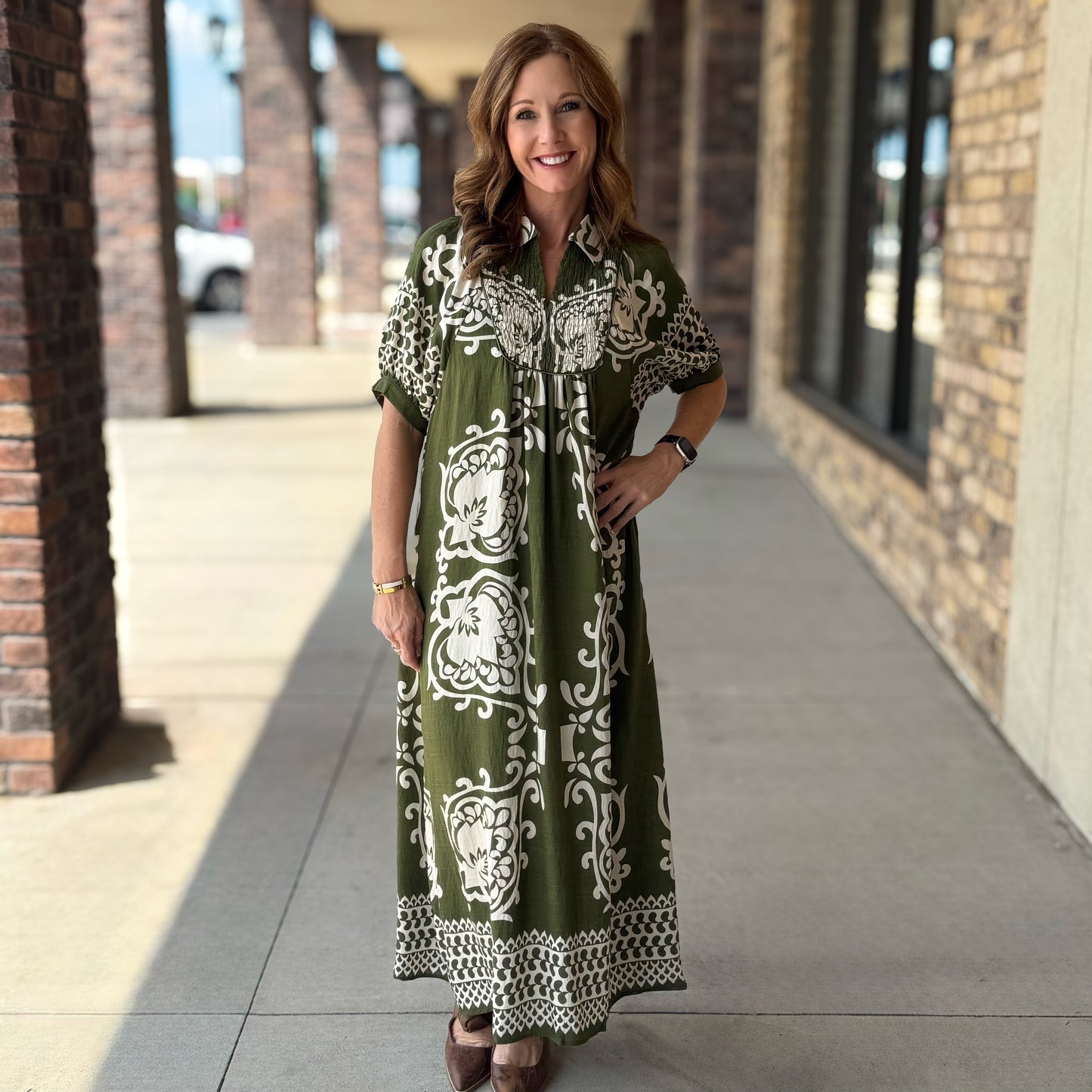 Olive Mix Midi Dress
