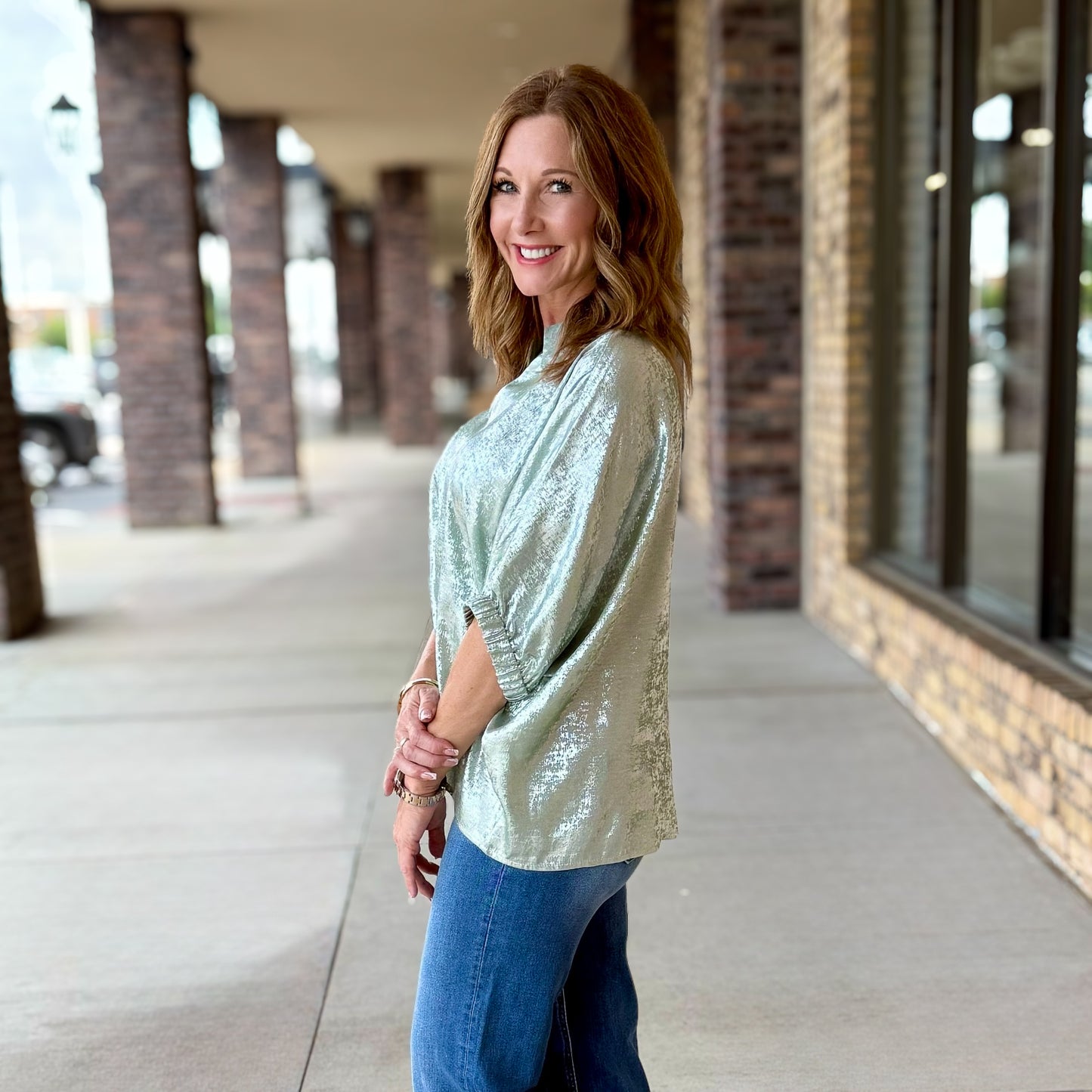 Sage Shimmer Blouse
