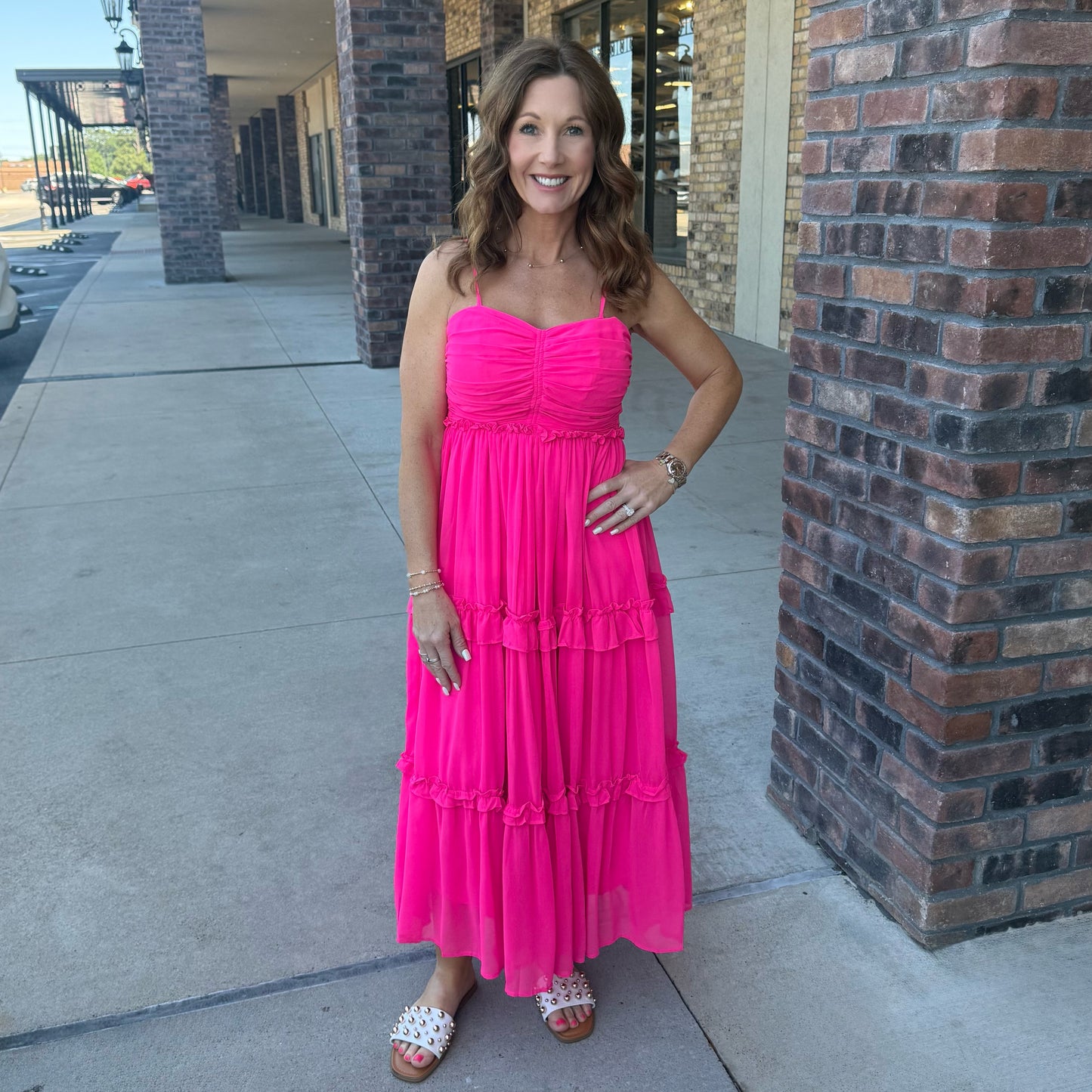 Pink Paradise Ruched Dress