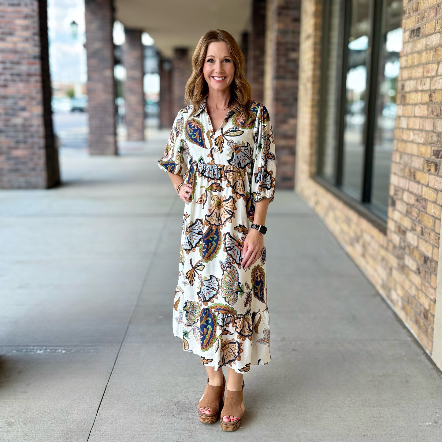 Umgee Flowy Fall Bliss Midi Dress