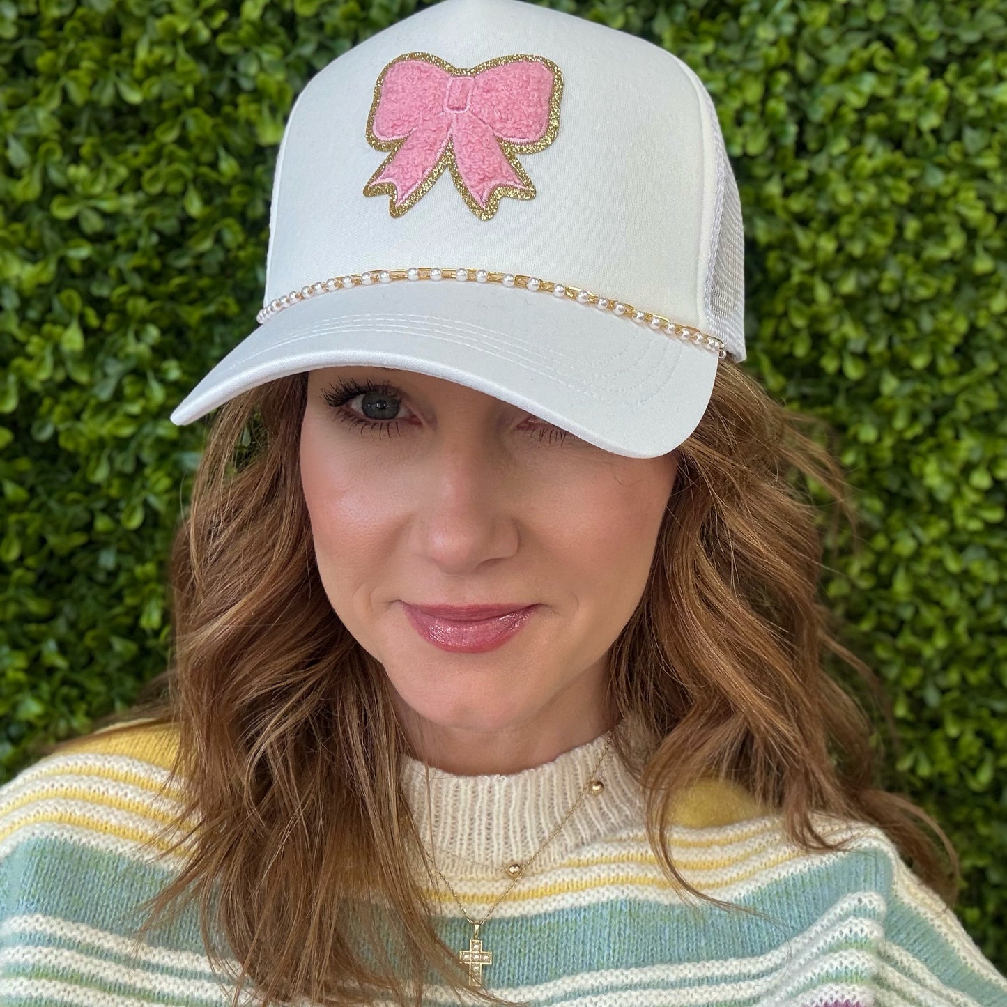 Pink Chennile Bow Hat
