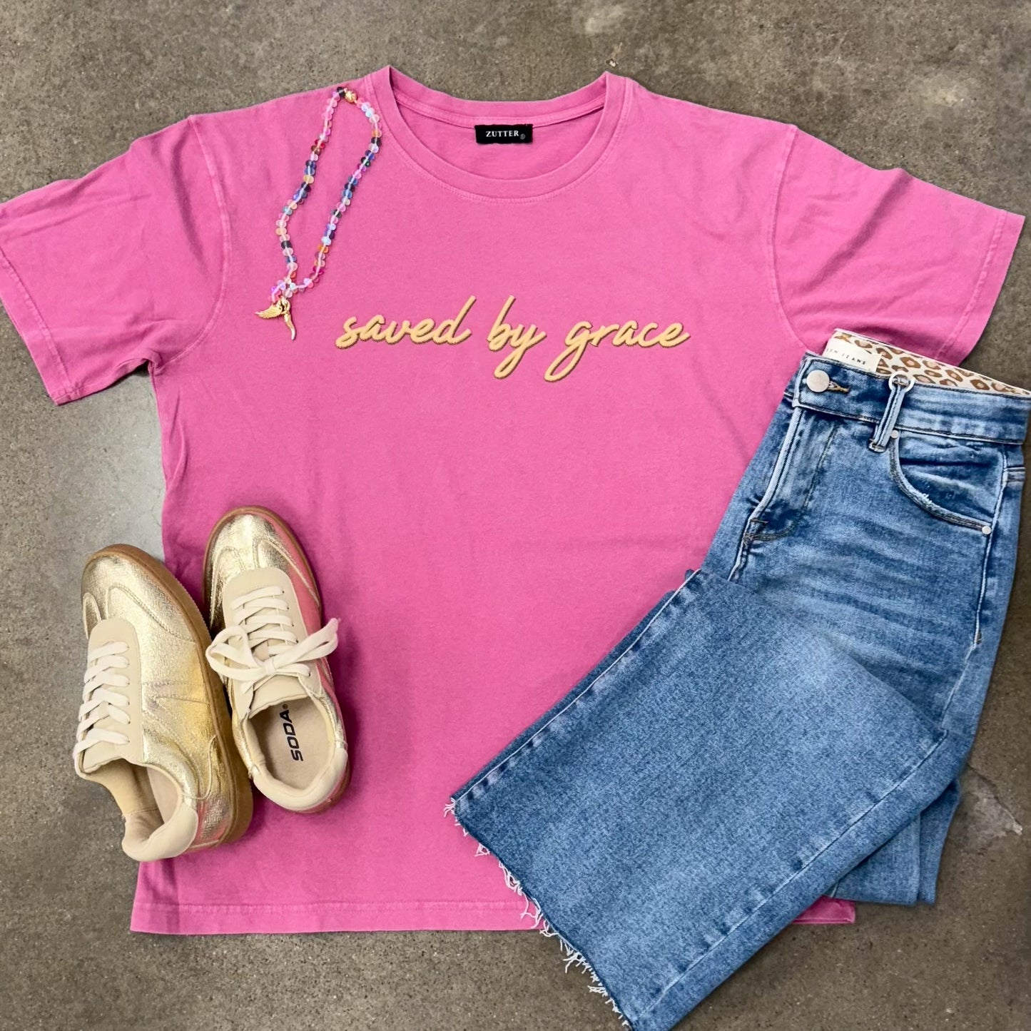 Zutter Saved By Grace Puff Stitch Tee