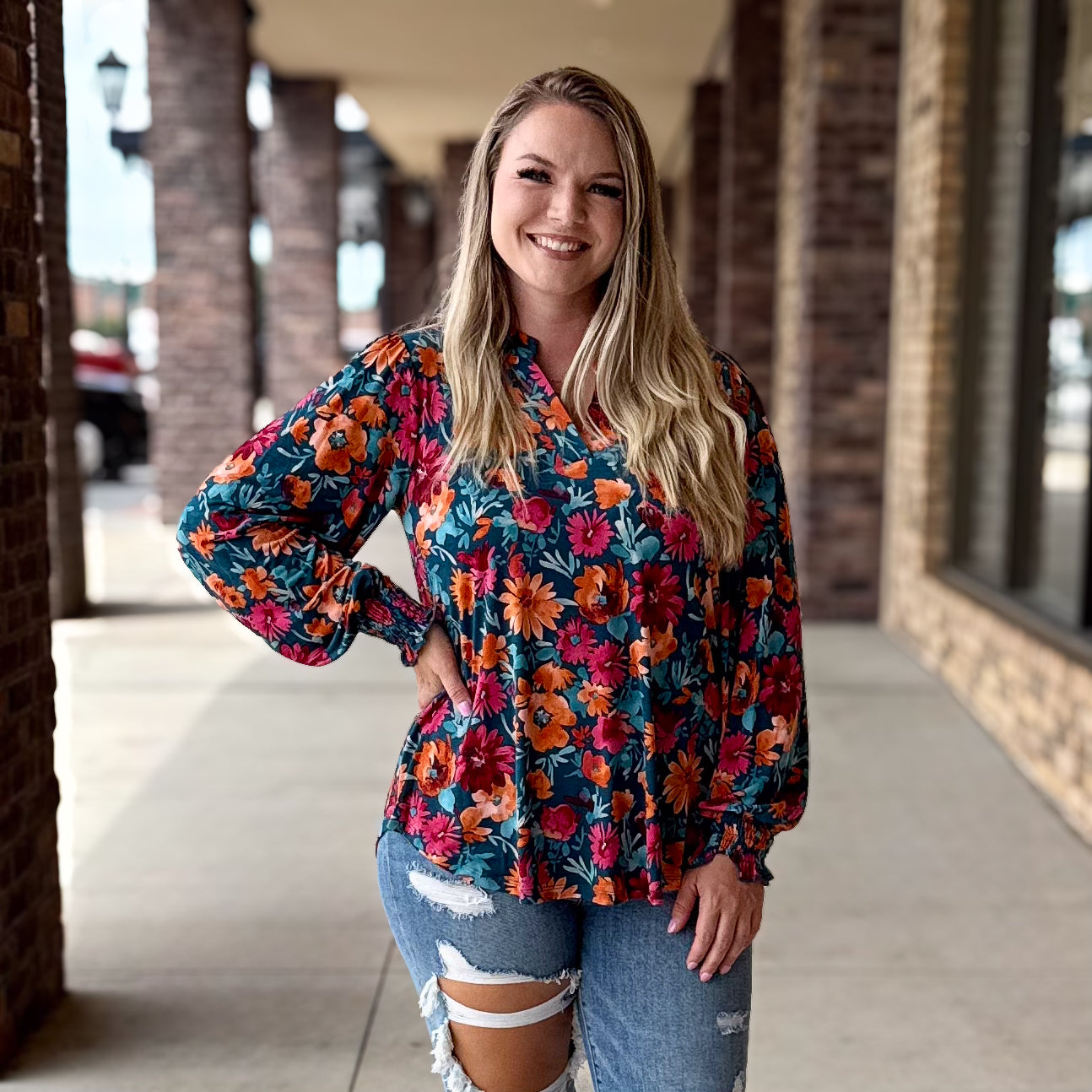 Dear Scarlett Dark Teal Lizsmock Top