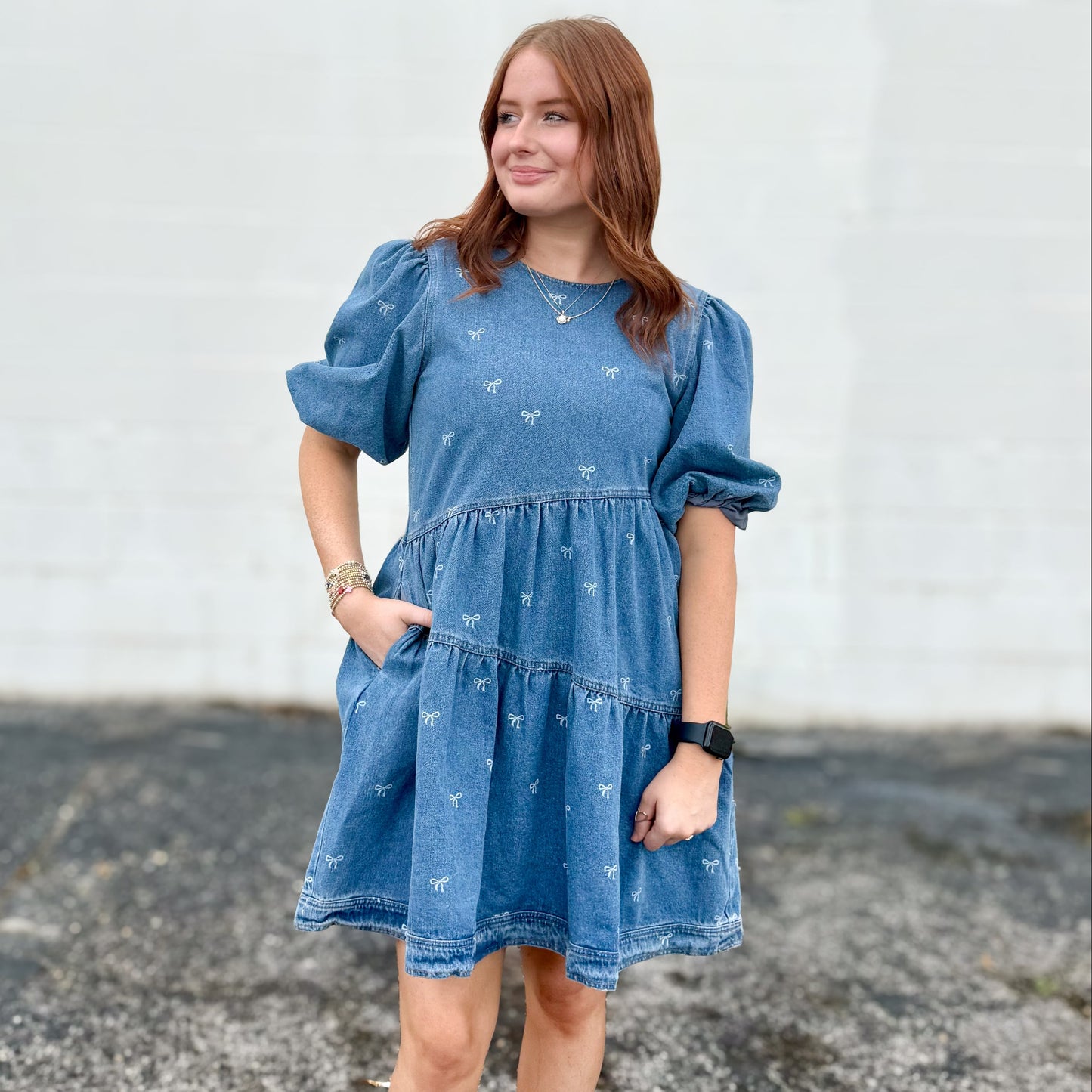 Girly Denim Bow Dress