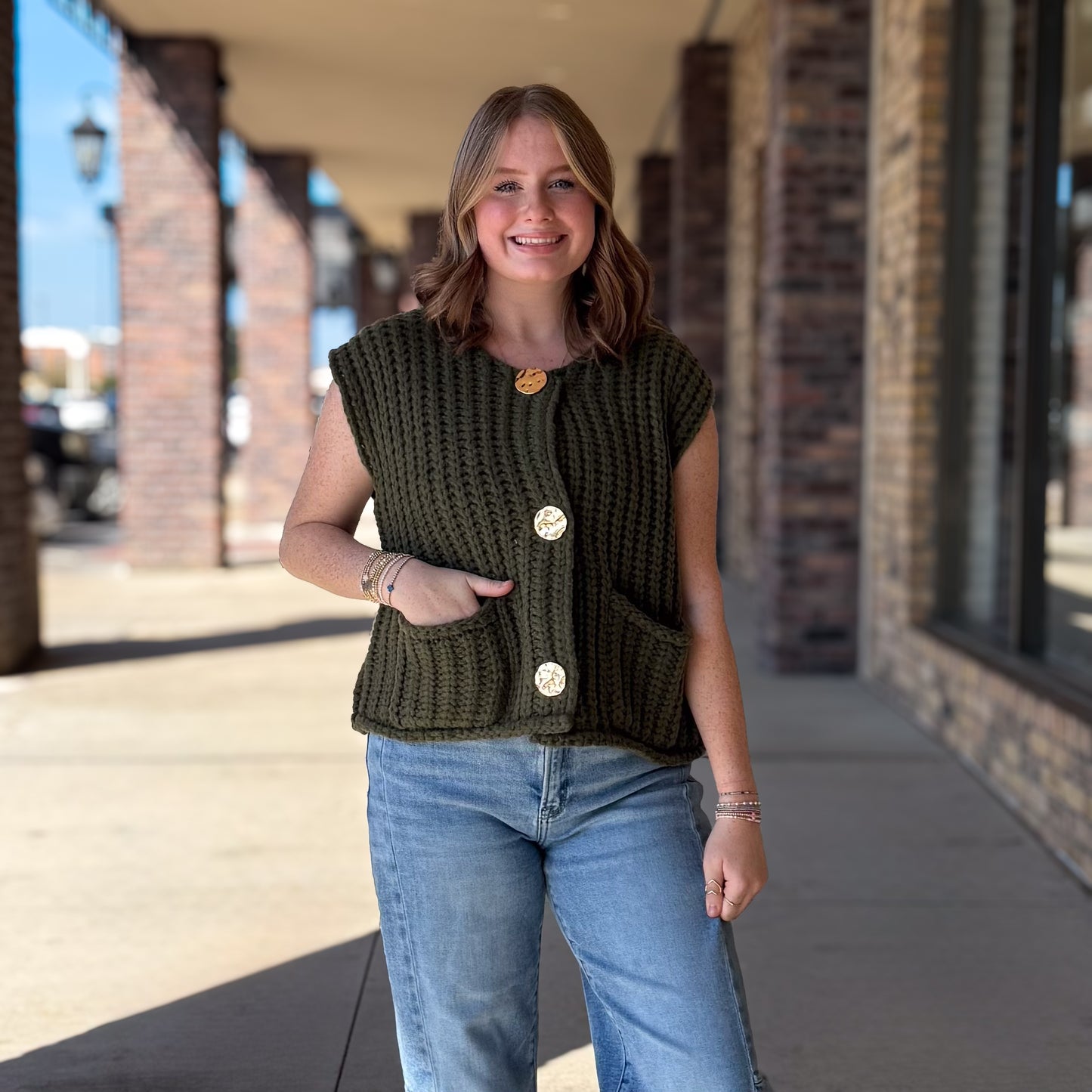 Chunky Olive Sweater Vest