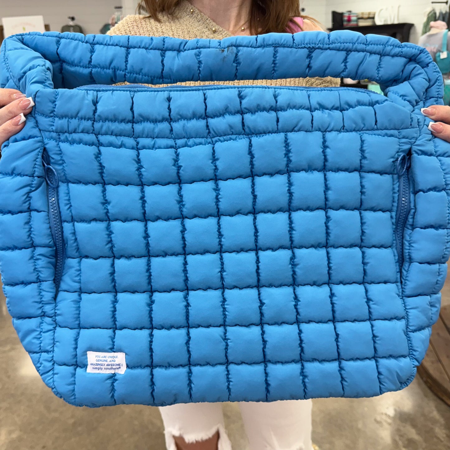 Simply Southern Marsh HOBO Puffer Bag-Blue