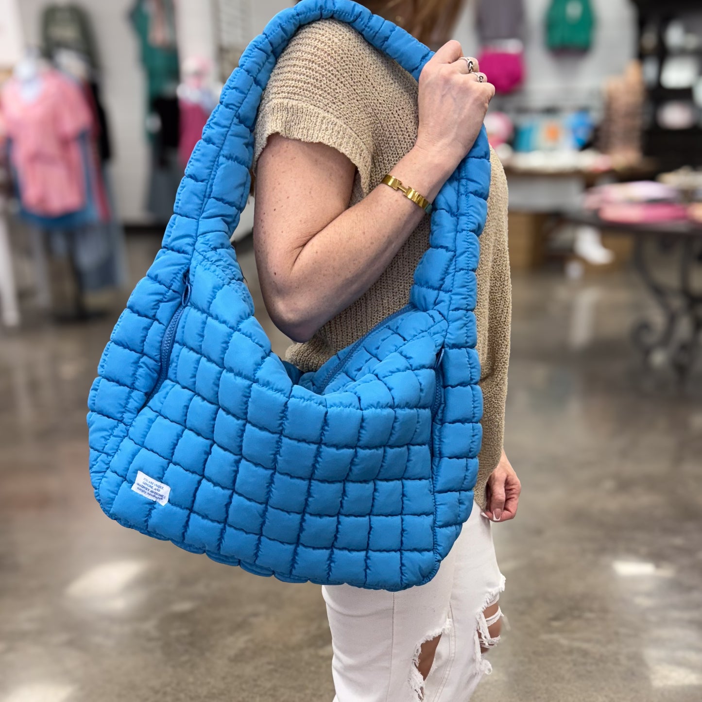Simply Southern Marsh HOBO Puffer Bag-Blue