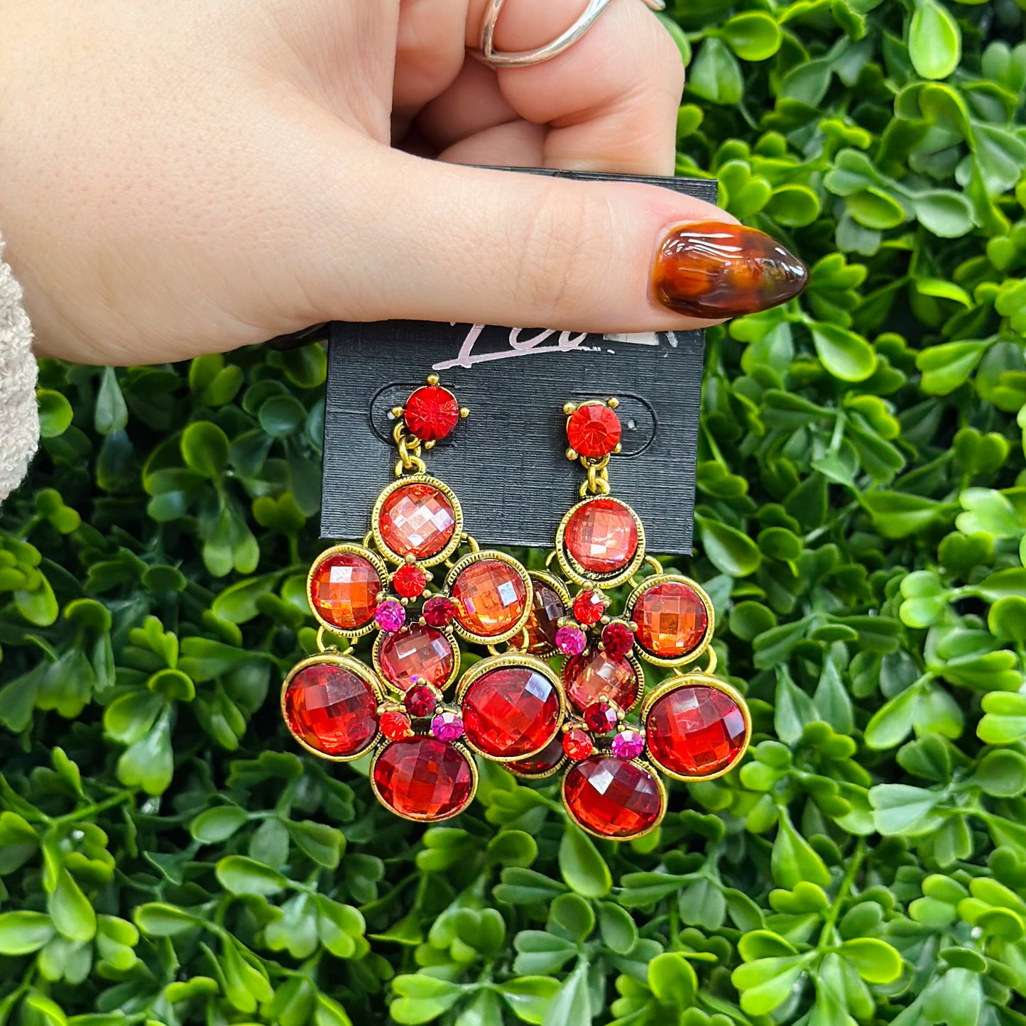 Red Circle Dangle Earrings