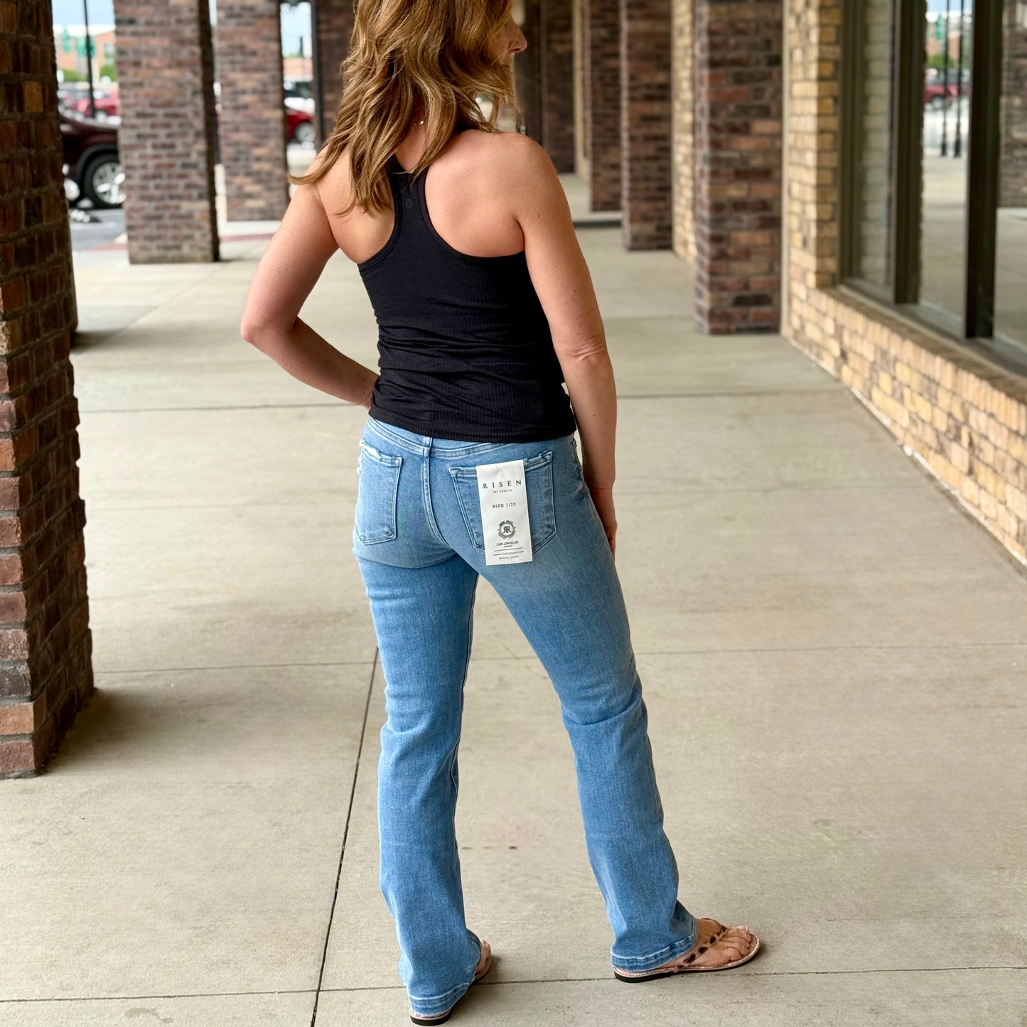 Risen TC Elastic Band Mid Rise Straight Jean