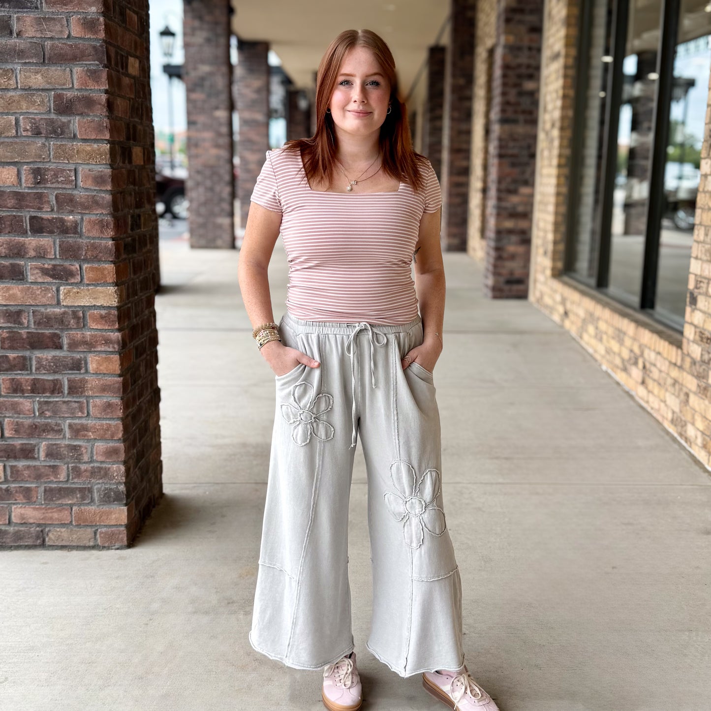 Flower Patch Mineral Washed Knit Pants