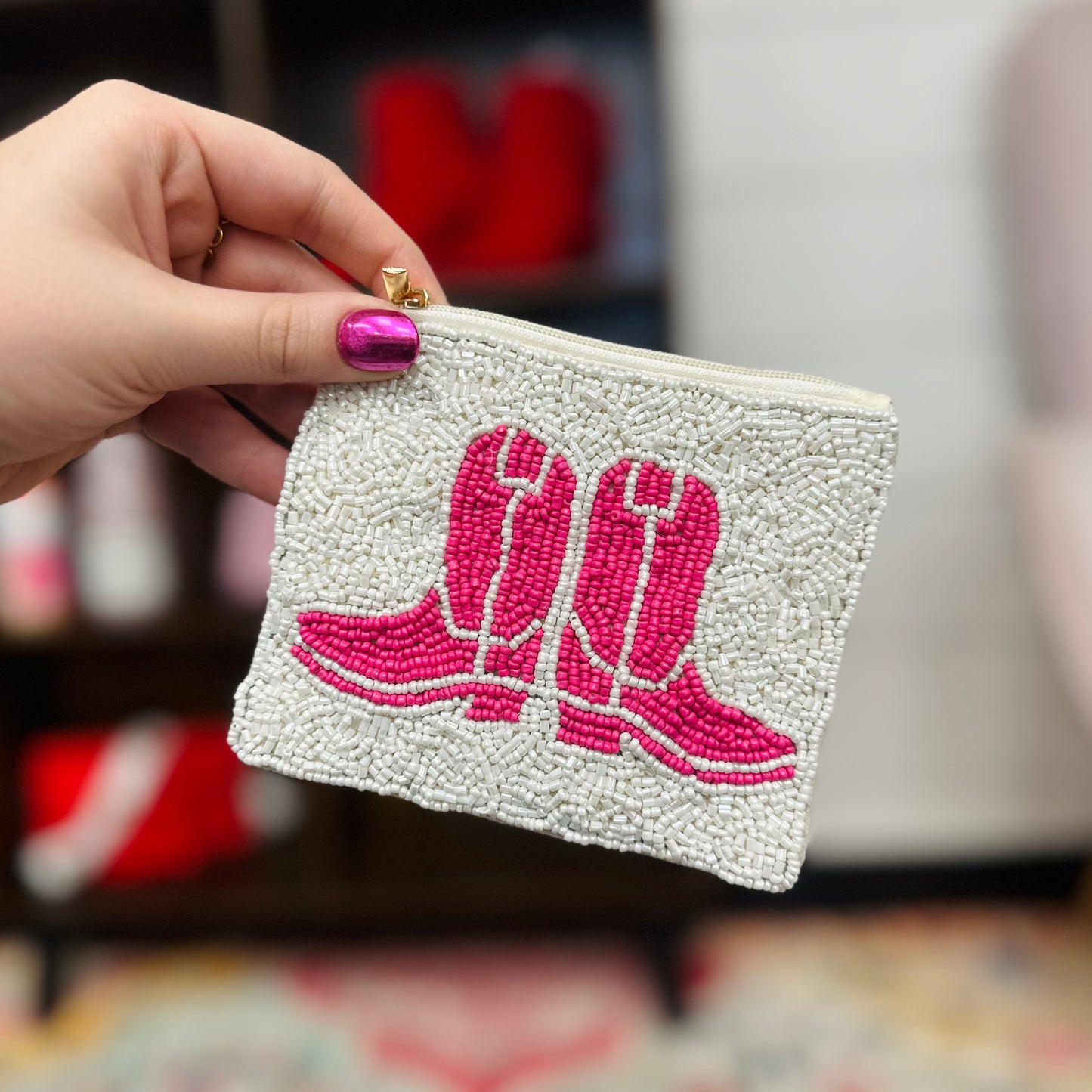 Cowgirl Boot Beaded Coin Purse