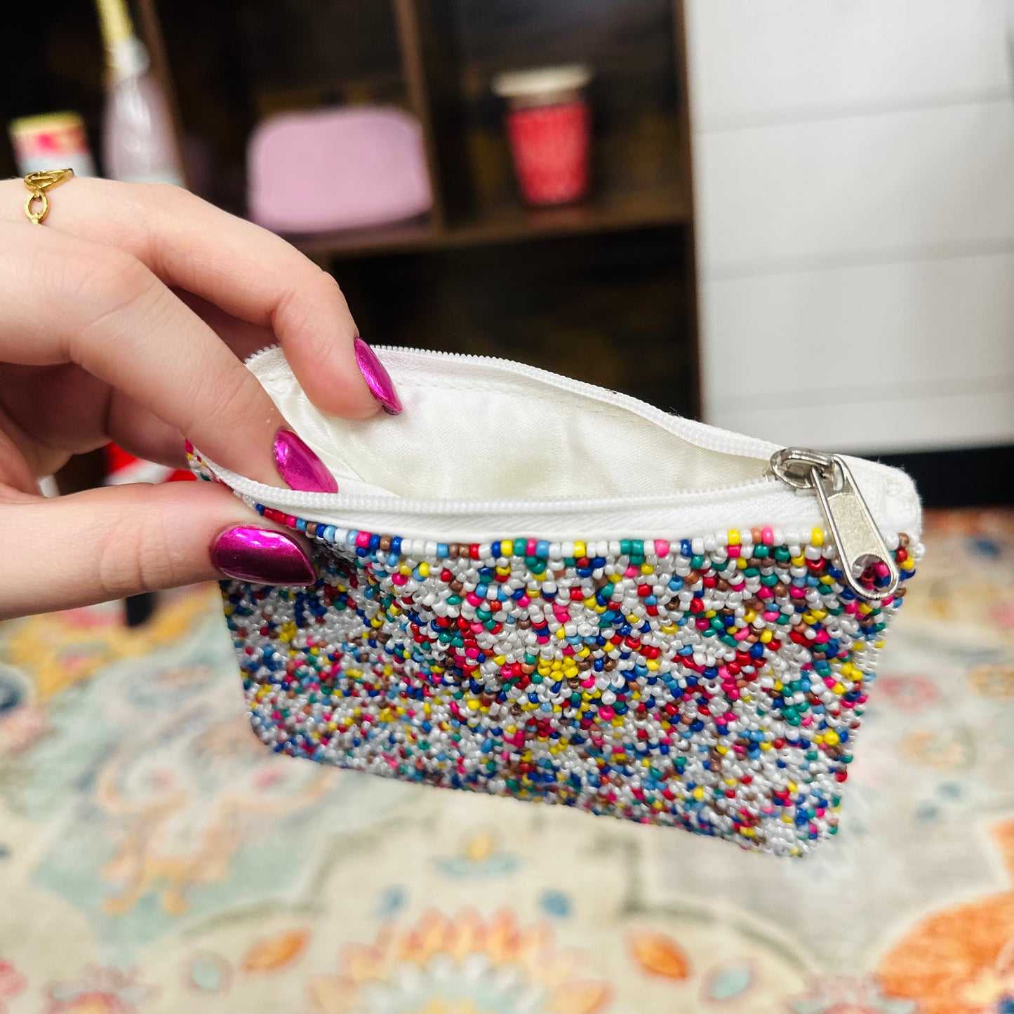 Confetti Beaded Coin Bag