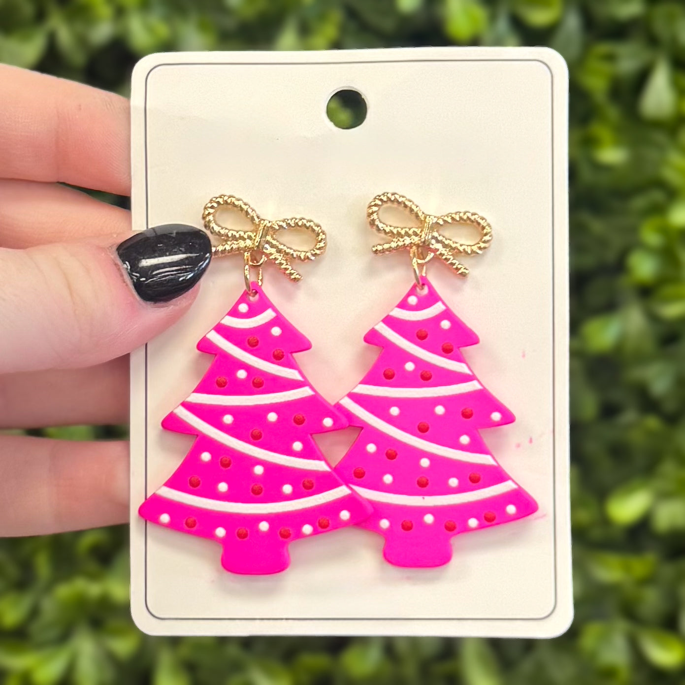 Pink Christmas Tree Earring