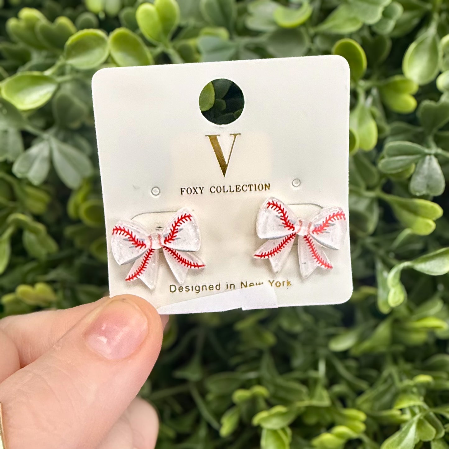 Baseball Bow Stud Earring