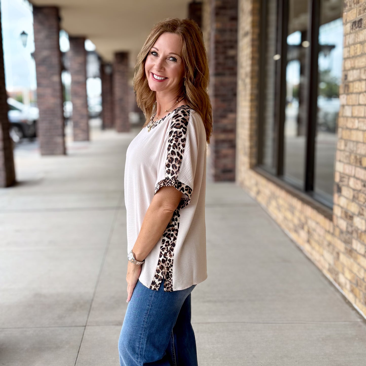 Leopard Trim Blouse