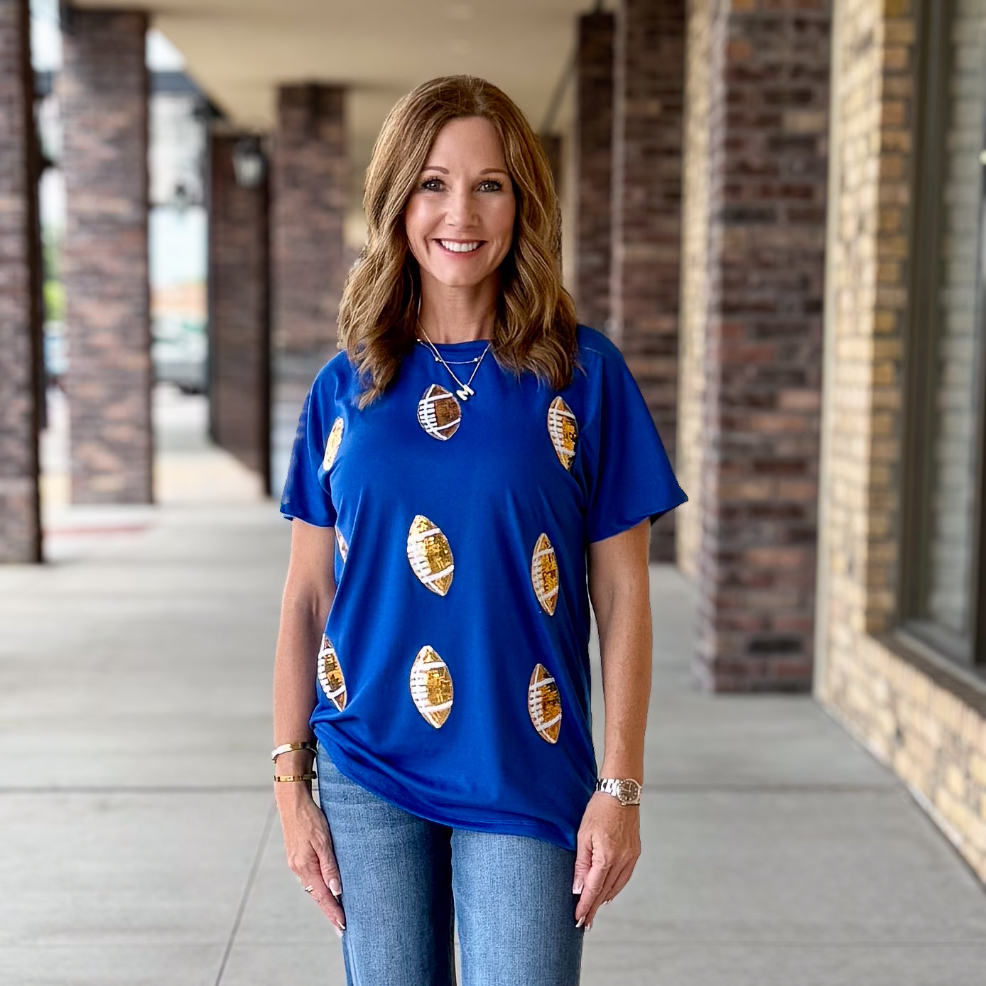 Sequin Football Top: Royal Blue