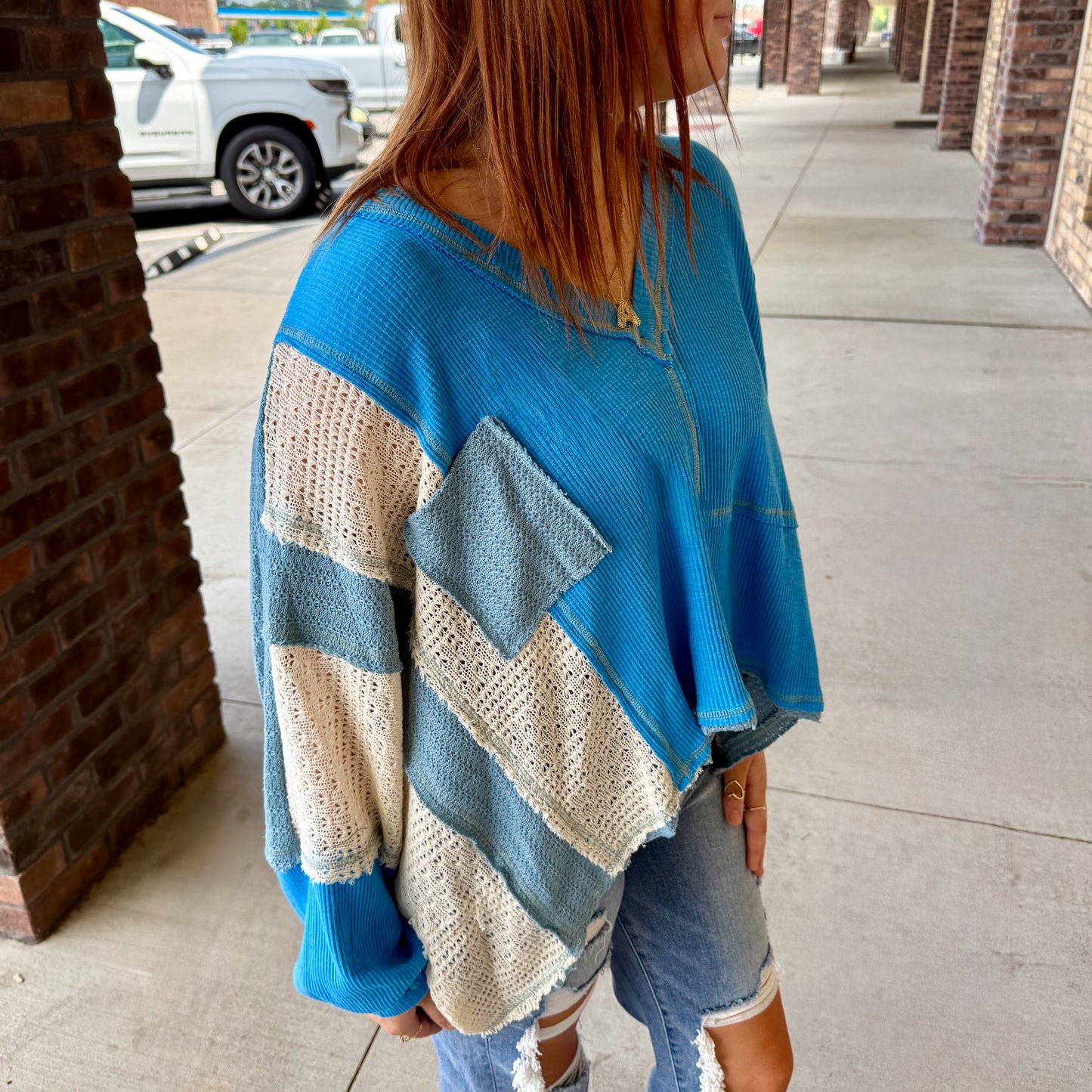 POL Autumn Blue Long Sleeve Top