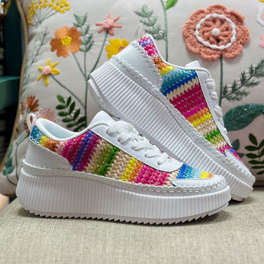 Rainbow Straw Crochet Sneakers