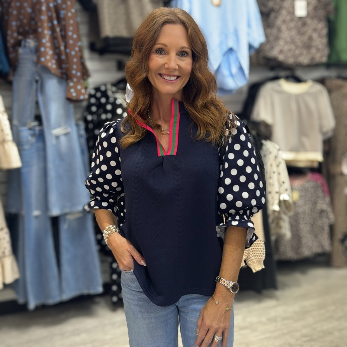 Dot to Dot Knit Blouse