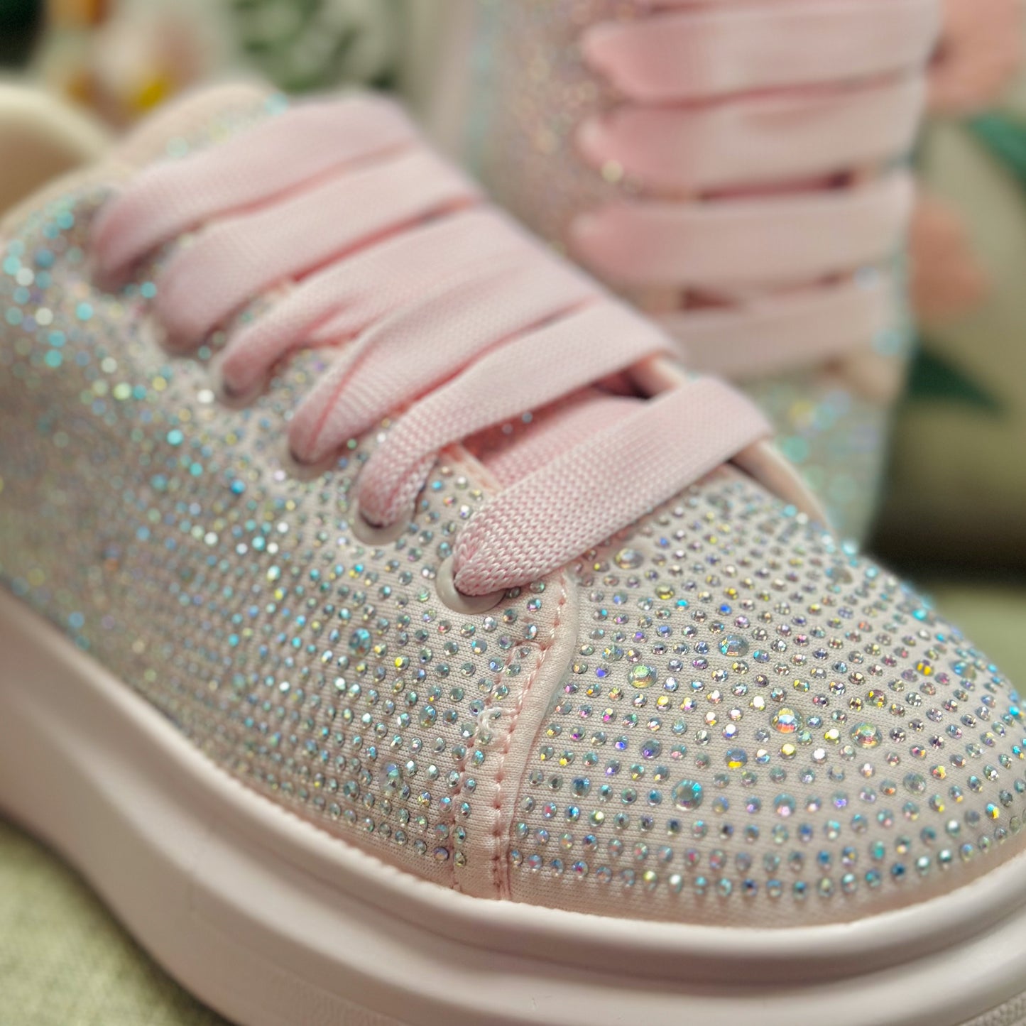 Baby Pink Rhinestone Sneakers
