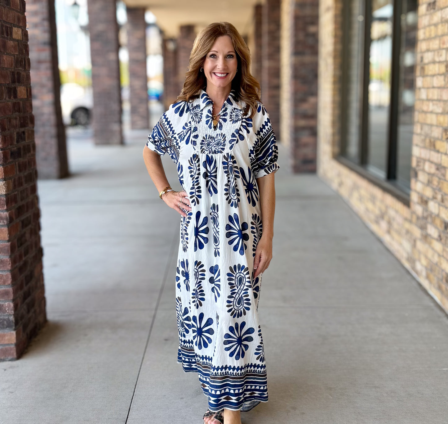 Printed Smocked Maxi Dress