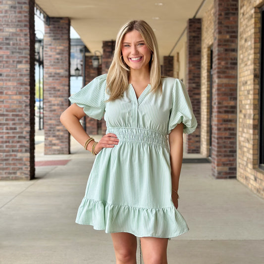 Never Out Of Style Green and Blue Dress