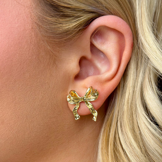 Gold Bow Earring