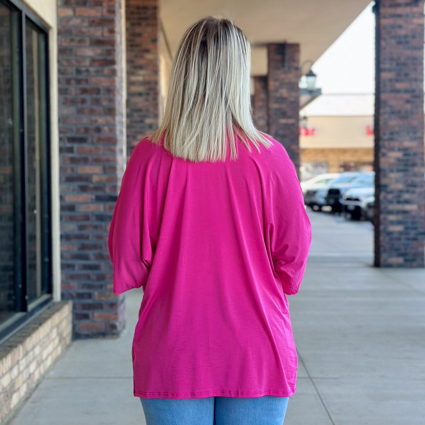 Travel Knit Black and Pink Kimono