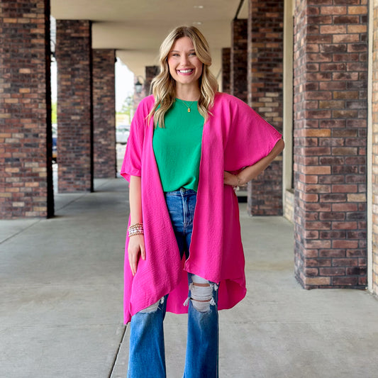 Pink Hint Of Leopard Long Kimono