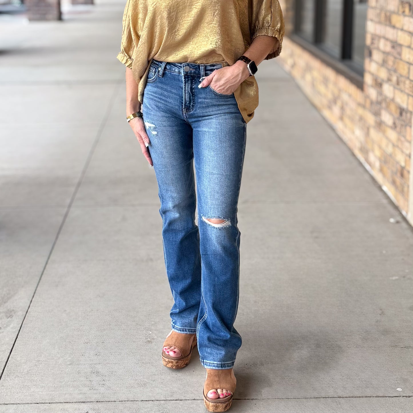 Risen High Rise-Ankle Straight Jean