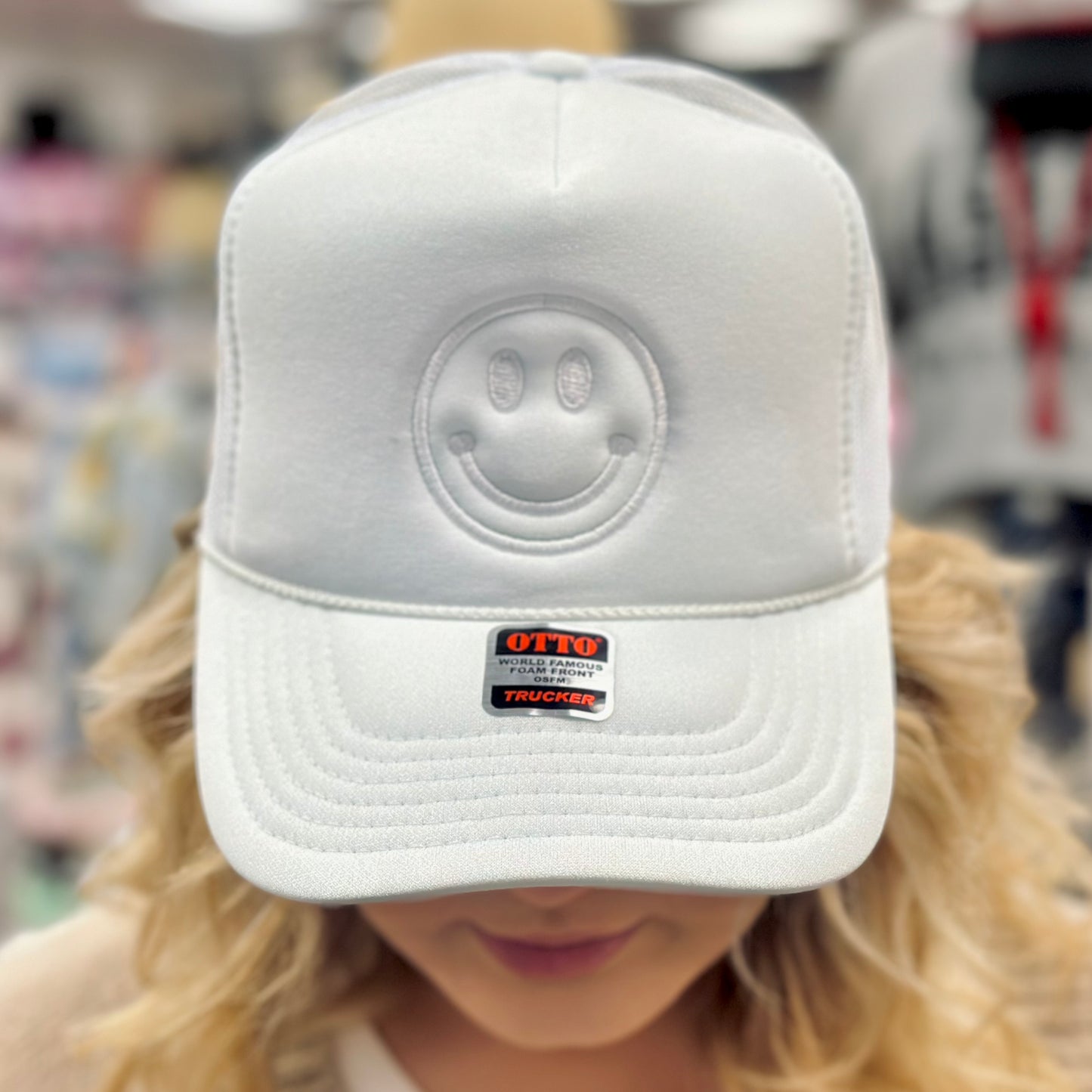 Otto Smiley Trucker Hat-White