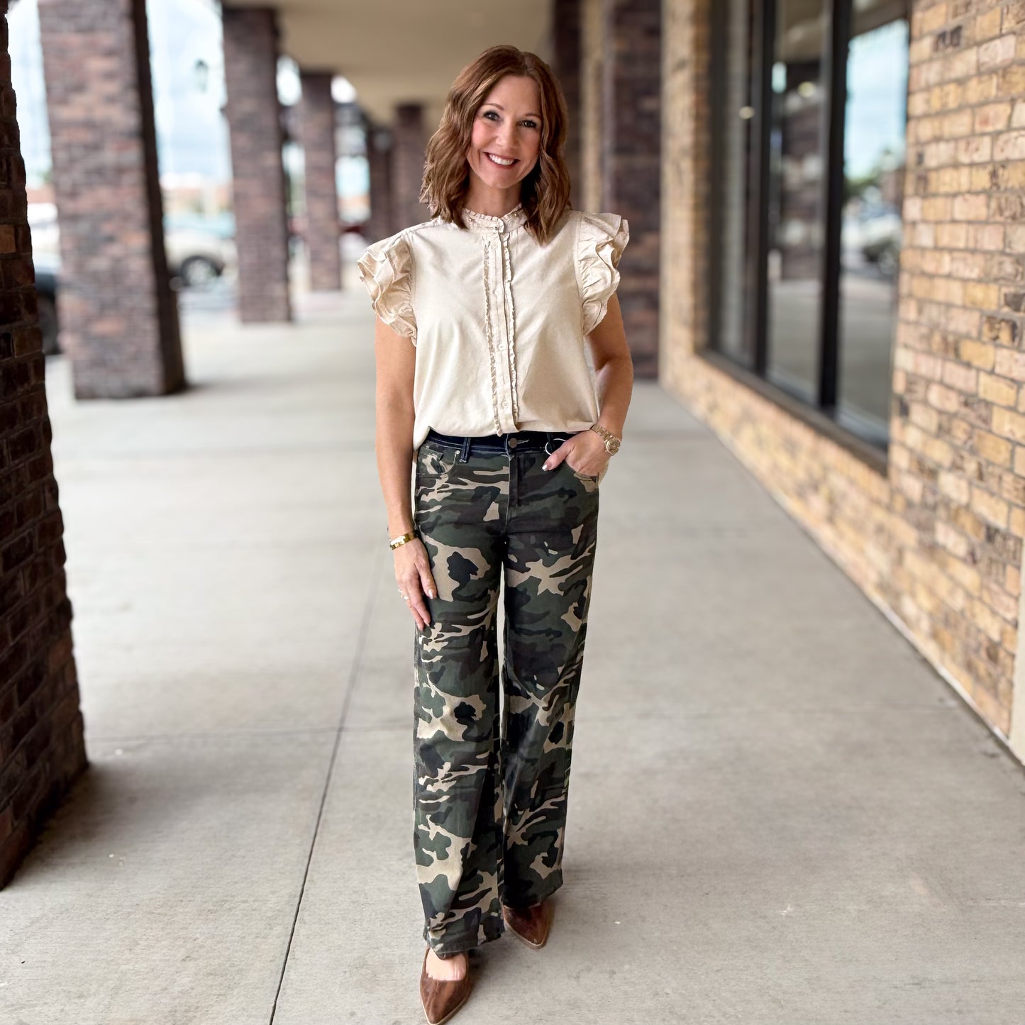Risen Camo Mid Rise Straight Jean