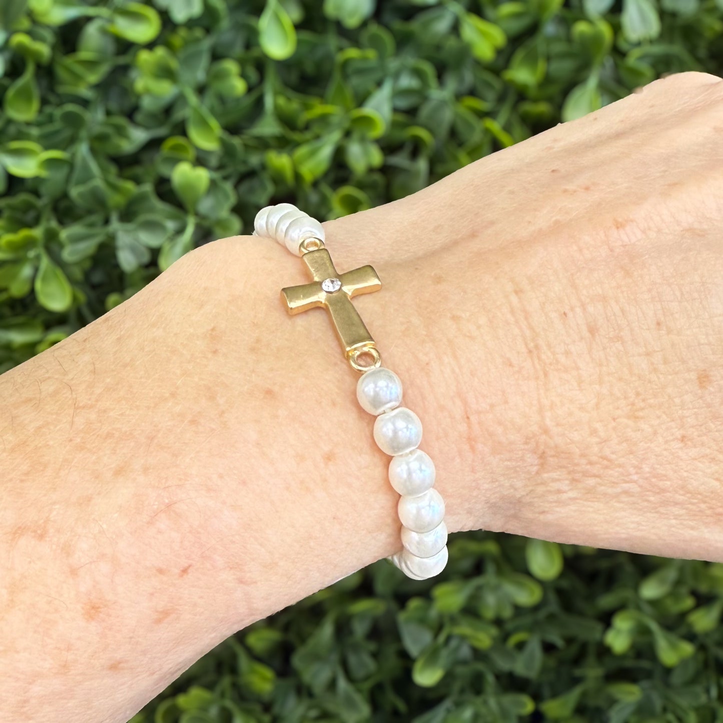 Jane Marie Pearl Cross Bracelet