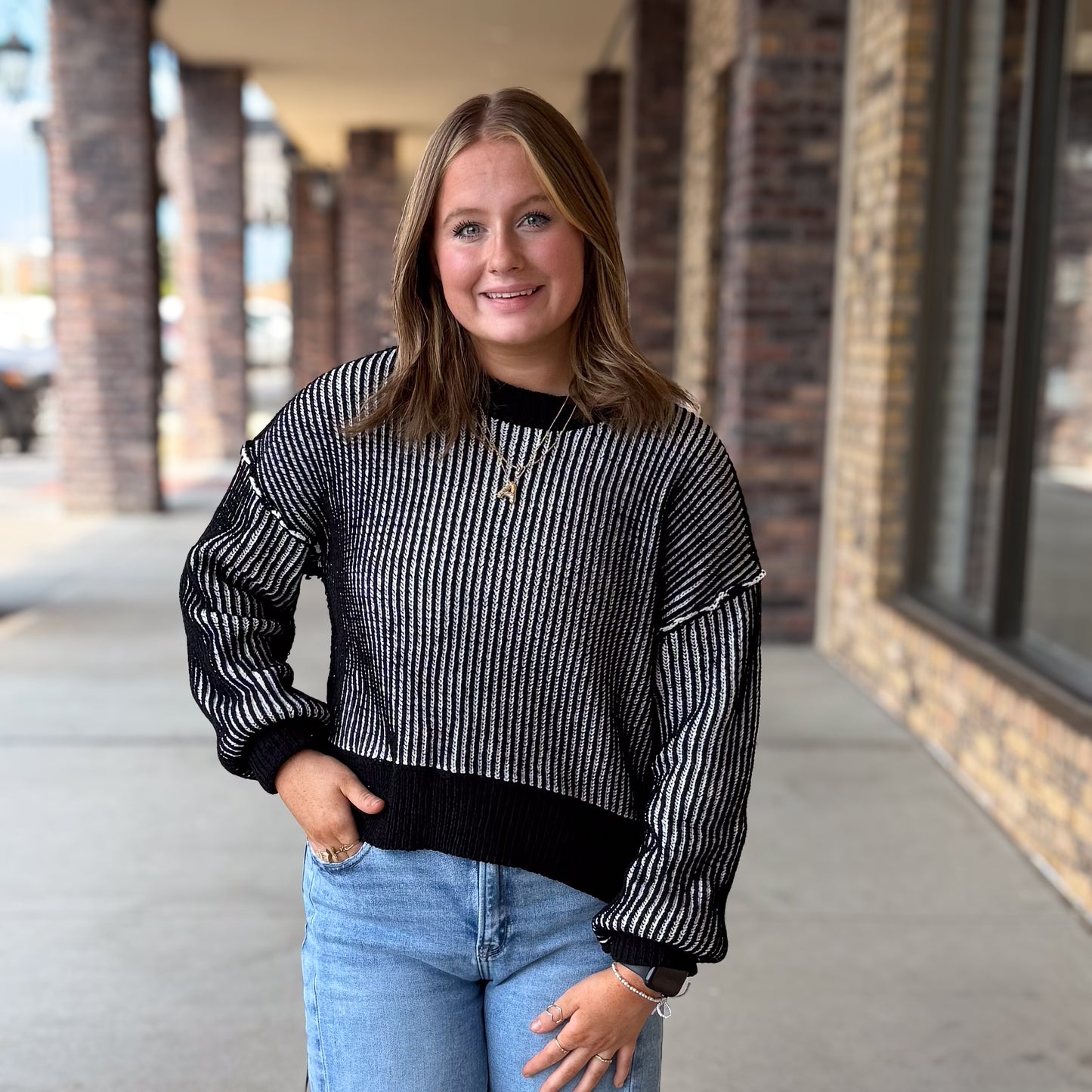 Two Tone Striped Sweater
