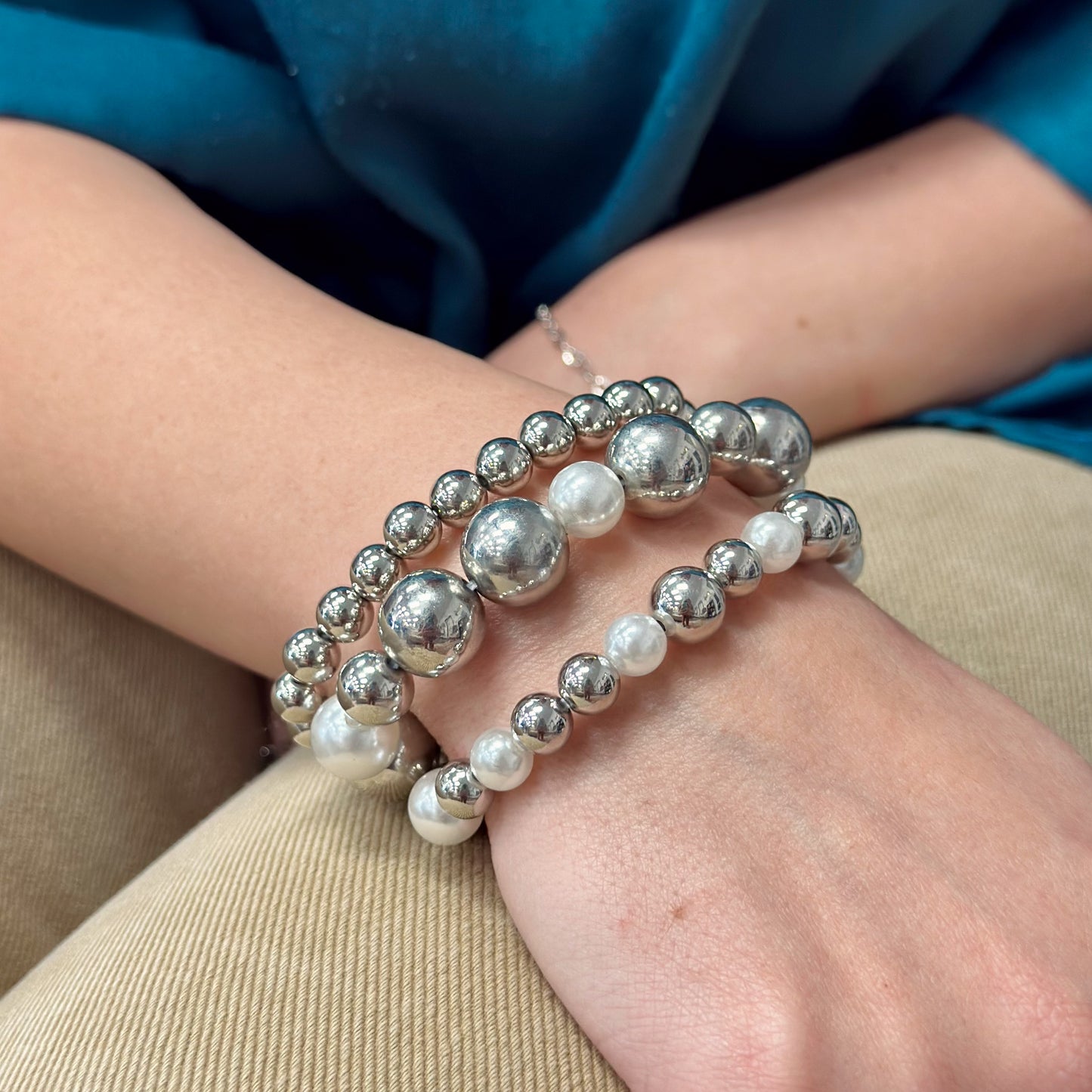 Pearly and Girly Bracelets Silver & Gold