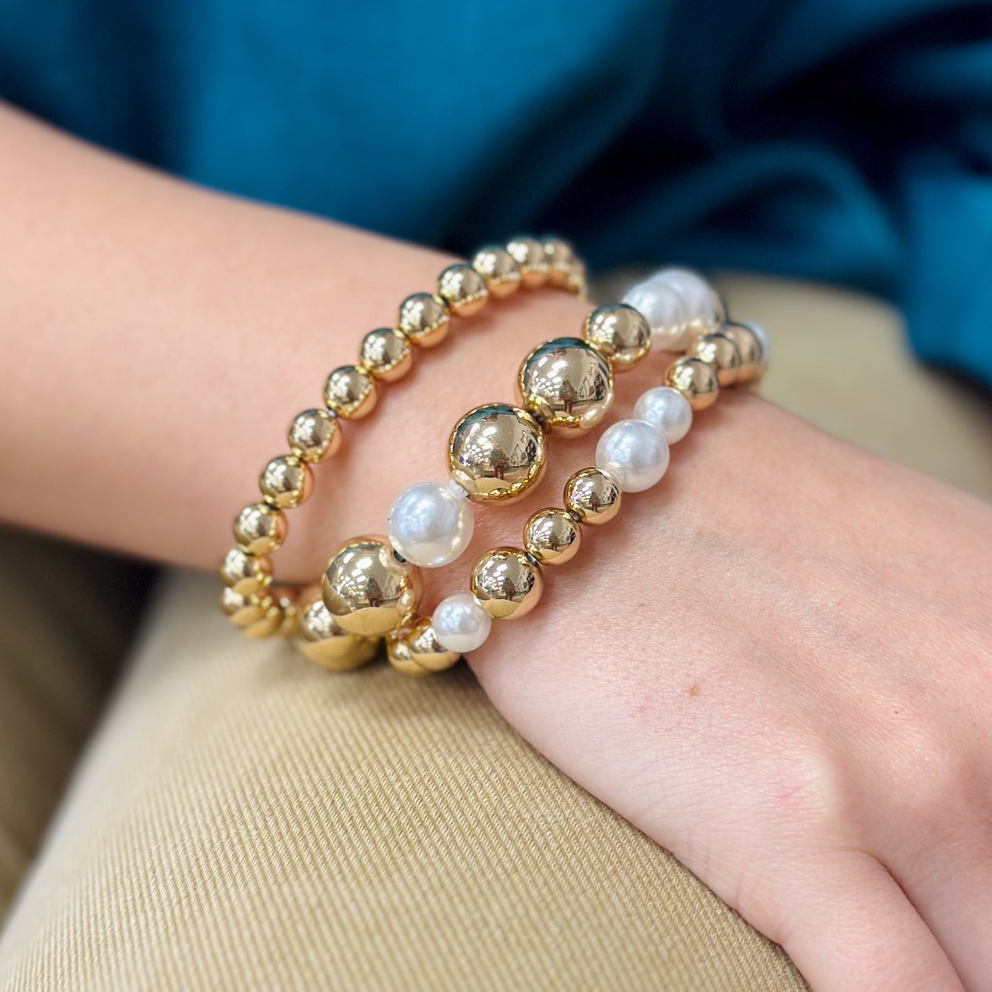 Pearly and Girly Bracelets Silver & Gold