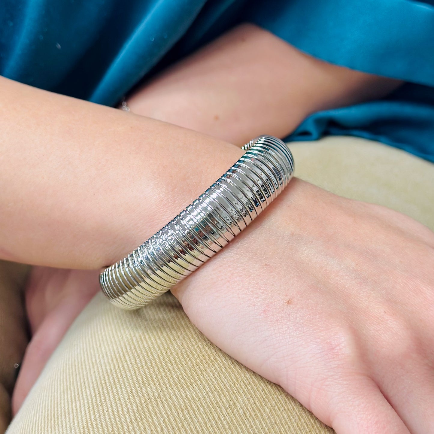Silver Textured Bracelet