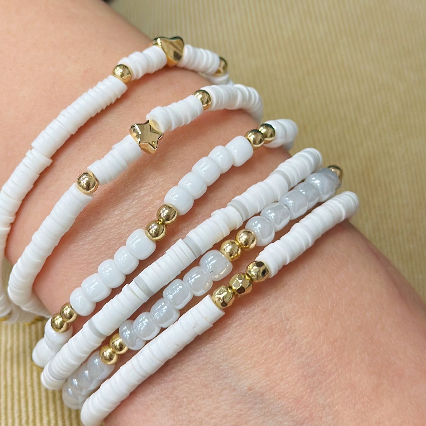 Crystal White 6 Piece Bracelet Set