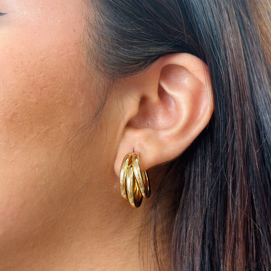 Split in Three Gold Earrings