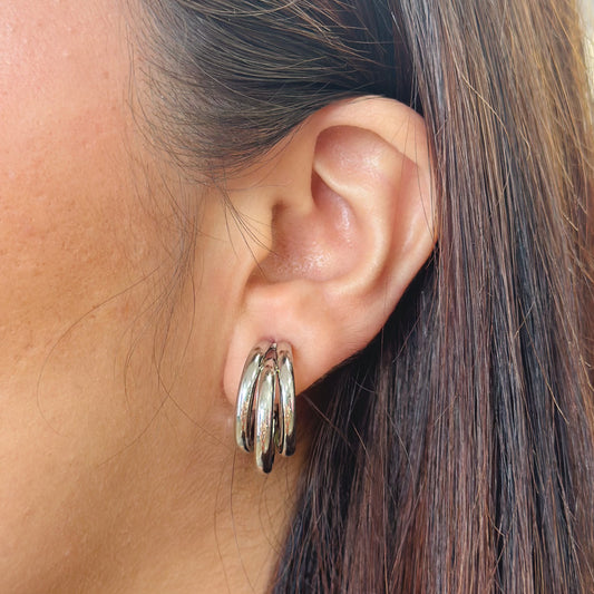 Split in Three Silver Earrings
