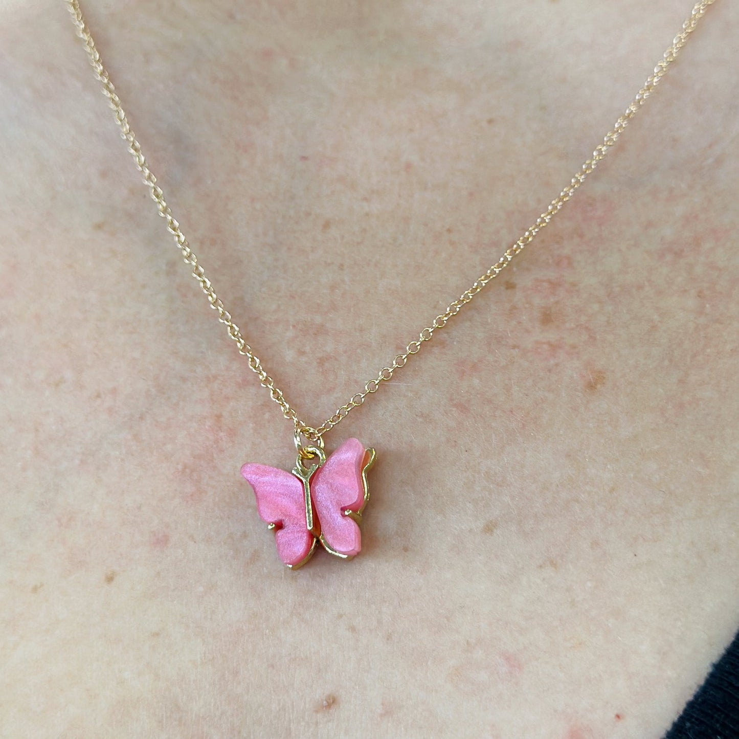Pink Butterfly Necklace