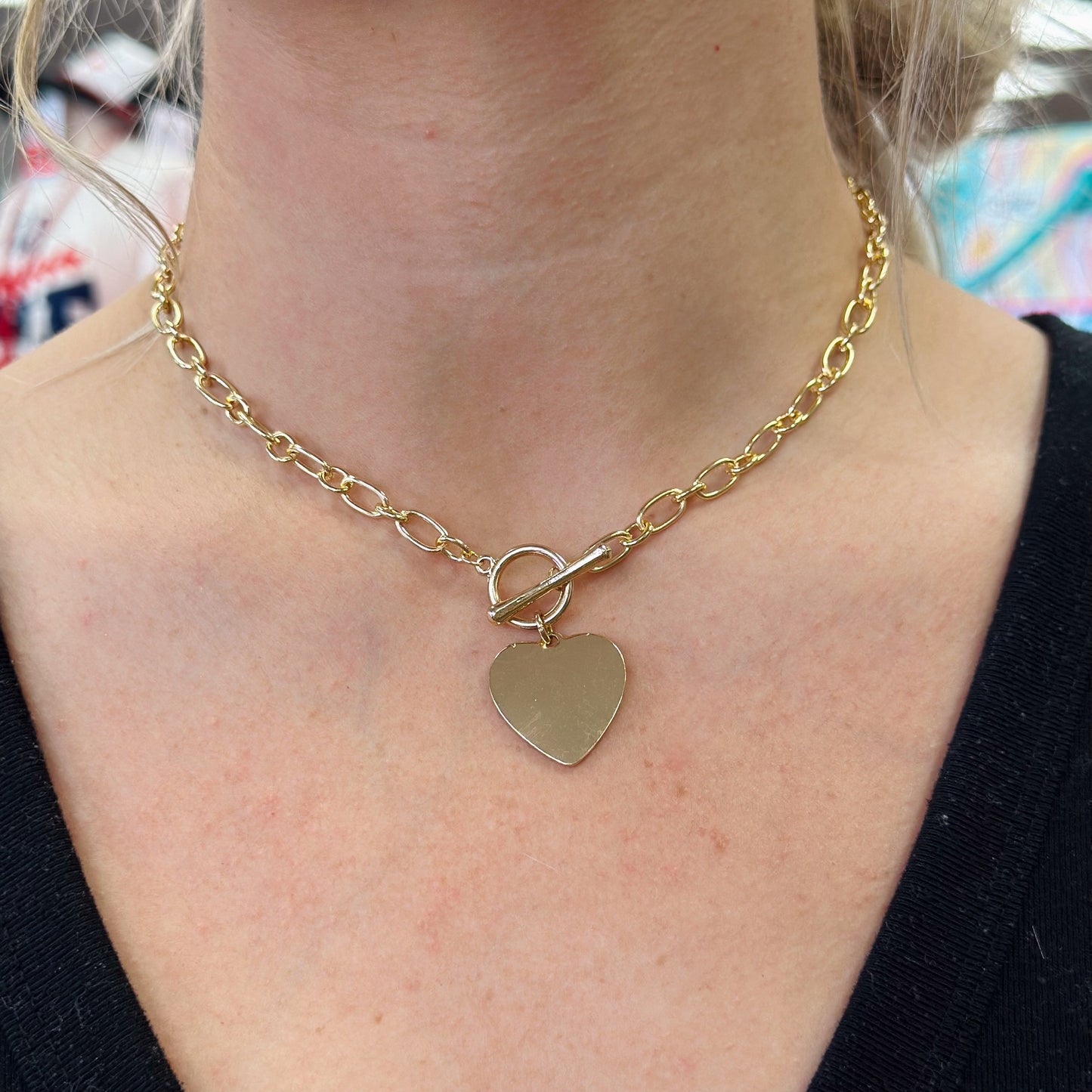 Gold Heart Chain Necklace